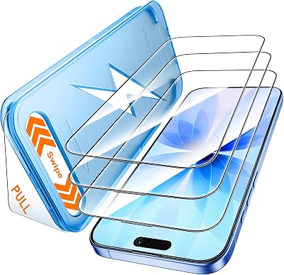 Mkeke for iPhone 17 Air Screen Protector 3 Pack, [9H Tempered Glass] [15FT Military-Grade Drop Protection] Shockproof Full Edge Coverage 6.5 inch