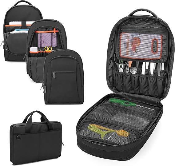 samdew Three-layer Chef Backpack with Knife Bag, 12 + 23 Slots, Bag Only | Knife Backpack & Chef Case for Kitchen Utensils, with Multiple Pockets, for Cooking Classes, Outdoor Work, Family Dinners