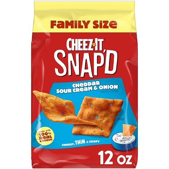 Sunshine Cheez-It Snap'd Crackers, Cheddar Sour Cream And Onion, 2.2 Oz Pouch, 6/pack