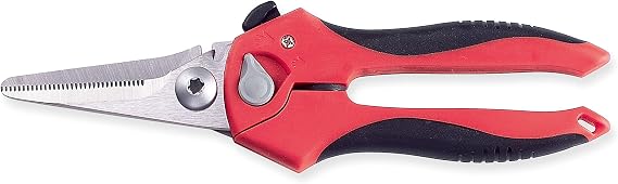 Ascend Tools 8" Heavy Duty Multipurpose Shears Professional Straight Blade Utility Cutter, Micro-Serrated High Carbon Steel Blades, Ergonomic Grip for Rubber, Rope, Fabric, Plastic & Industrial Use