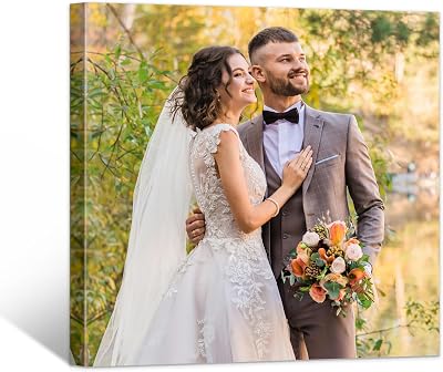 Custom Canvas Prints With Your Photos,Personalized Pictures On Canvas Wall Art for Wedding Baby Pet Family,Bedroom, Living Room,Picture Framed Wall Art 8 W x 8 H