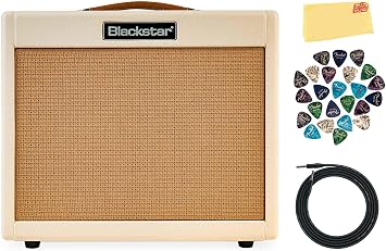 Blackstar TV-10 A 10-Watt 12-Inch Guitar Combo Amplifier with 6L6 Tube - Cream Bundle with Instrument Cable, Picks, and Austin Bazaar Polishing Cloth