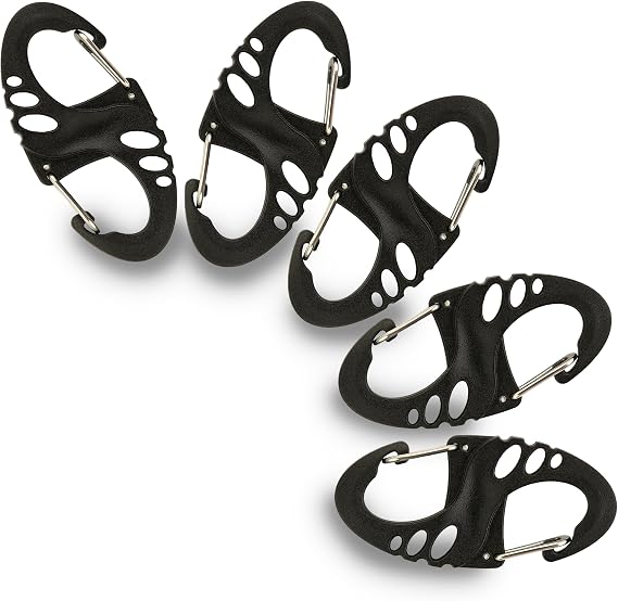 Carabiner Clip - Double Spring snap Hook- 5 Pack S-Biners - Locking Key Ring - Mini Carabiners