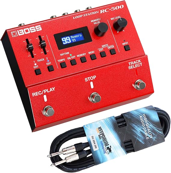 Boss RC-500 Loop Station Looper Pedal + Keepdrum Guitar Cable 3 m