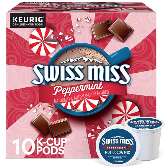 Swiss Miss Peppermint Hot Cocoa, Keurig Single-Serve K-Cup Pods, 10 Count