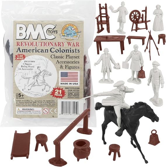 BMC Classic American Revolution Colonists - White 21pc Plastic Figure Playset