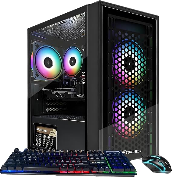 STGAubron Gaming PC Desktop,Core I5,RX 560 4G,16G RAM,512G SSD | Gaming Computer Tower for Streaming,Video Editing,Home,School,I5 up to 3.6GHz,ARGB Fan,WiFi 6,BT 5.0,4K DP,HDMI,Win11 Home