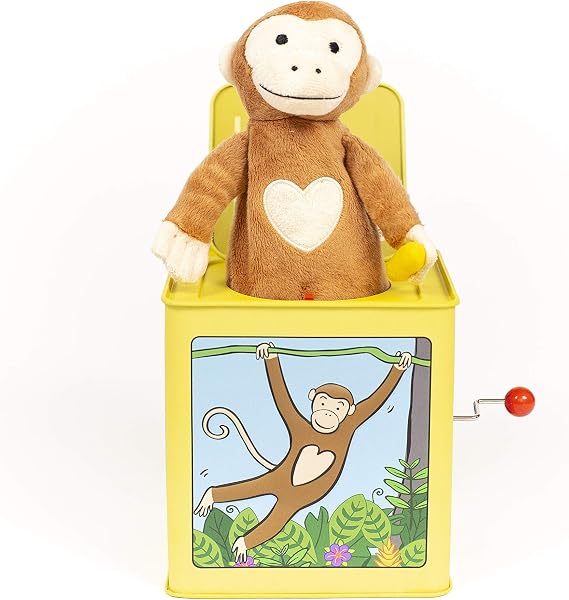 Jack Rabbit Creations Monkey Jack in the Box - Plush Tin Toy - Ages 3+