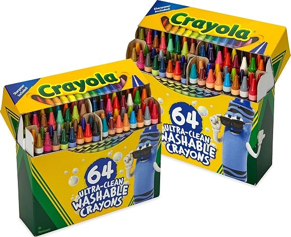 Crayola Washable Crayons for Kids - 64ct (2 Boxes), Classroom Must Haves, Teacher School Supplies Essentials, Bulk Crayons for Toddlers