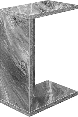 Convenience Concepts Northfield Admiral C Shaped End Table 18 - Contemporary Modern C Shaped Side Table, Minimalist Couch Sliding End Table for Living Room, Gray Faux Marble