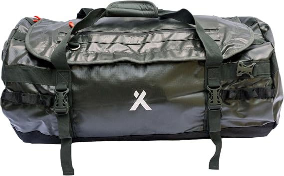 Bear Grylls 75L Folding Duffel Backpack, Water-Resistant Travel Bag | 75L folding duffle with tuck-away backpack straps, U-shaped lid opening and internal mesh pockets. Durable water-resistant.