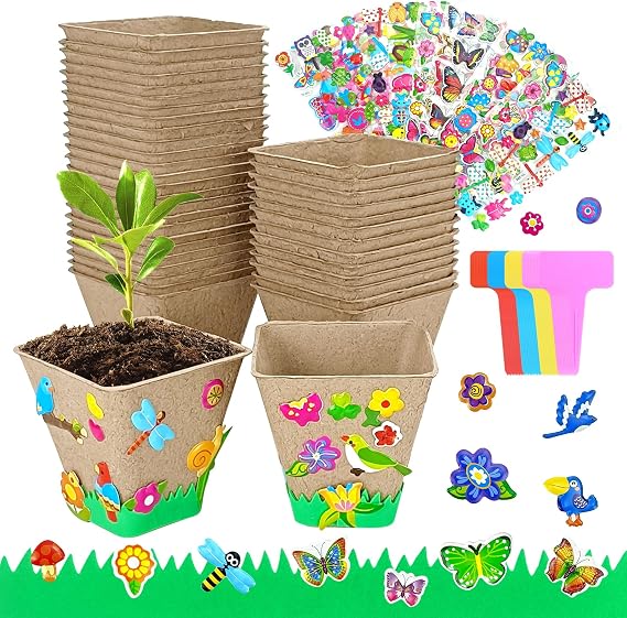 Garden Paper Pot Craft Kit, 40 sets Seed Starter, Spring Summer Kids DIY