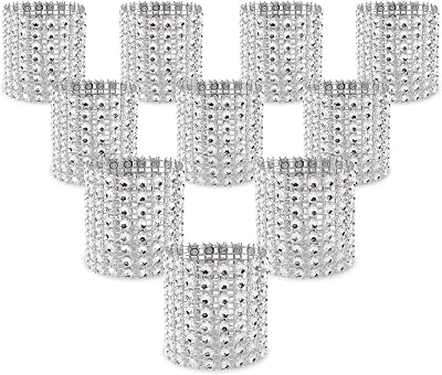 KPOSIYA Napkin Rings, Pack of 120 Rhinestone Napkin Rings Diamond Adornment for Place Settings, Wedding Receptions, Dinner or Holiday Parties, Family Gatherings 120, Silver