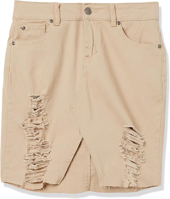 Women's Denim Skirt for Juniors Ripped Distressed Fringe Hem Cute and Sexy