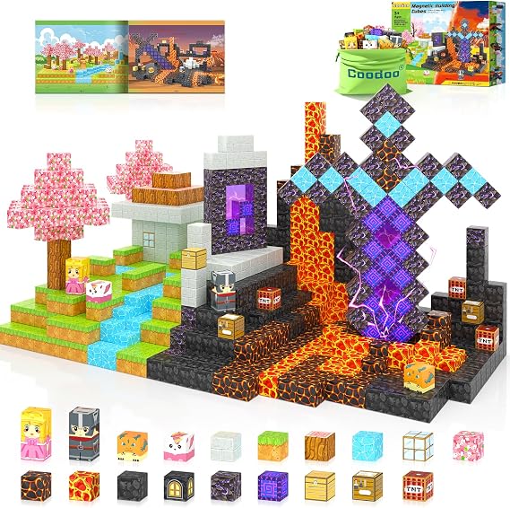 110PCS Magnetic Blocks - Build Mine Magnet World Magic Sword Portal Set