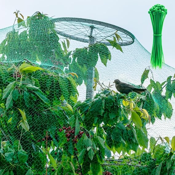 Bird Protection Net 4 x 10 m Pond Net Bird Net Tight Mesh with 20 Pieces Cable Ties Pigeon Net Balcony Plant Protection Net Garden Net Fruit Tree Net for Balcony Gardens Pond Cherry Tree