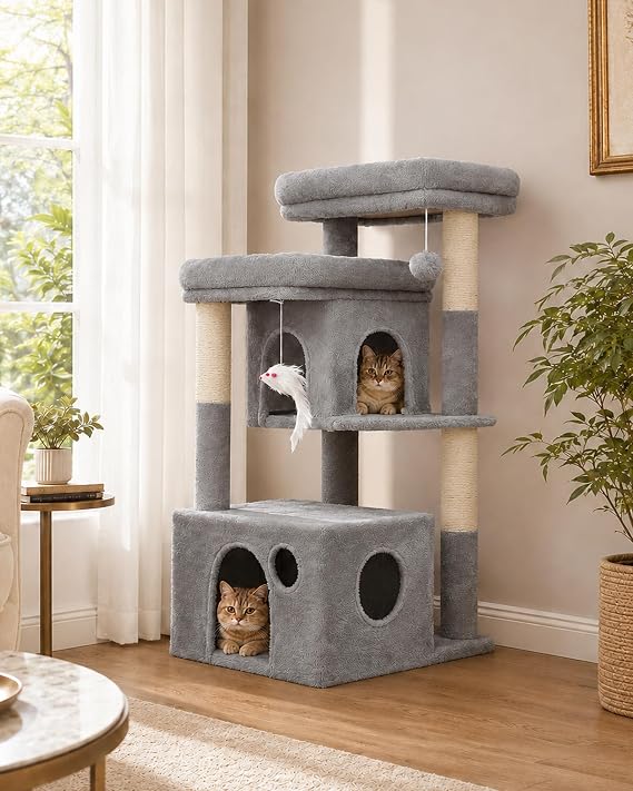 Heybly 34.6" Cat Tree Anti-Tipping Floor Cat Condo for Kittens, HCT205SW