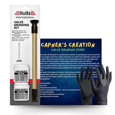 Valve Grinding Lapping Compound Kit Fine and Coarse Grade Bundle with Capners Creations Valve Grinding Compound Tool Guide and One Pair of Black Gloves