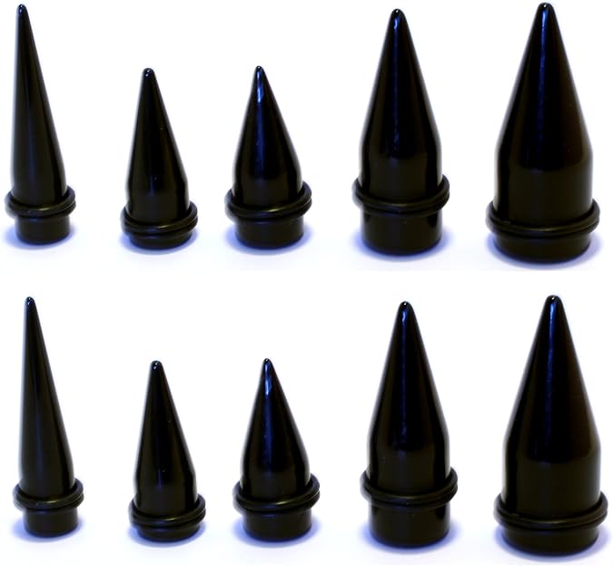 5 Pairs 1g 0g 00g 7/16 1/2 9/16 5/8 3/4 7/8 1 Inch Huge Tapers Ear Stretching Kit Black gauges
