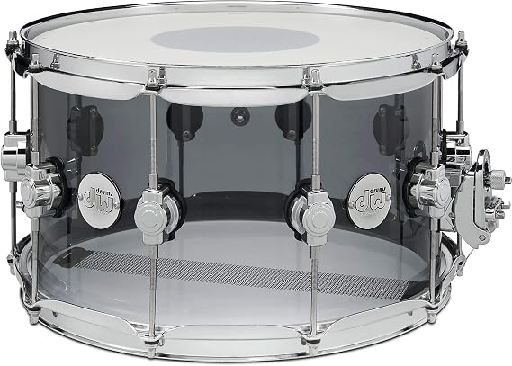 DW Design Series Acrylic Snare Drum - 8 inches x 14 inches, Smoke Glass