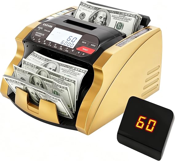 Garvee Money Counter Machine with Value Count, Dollar Euro Cash Counter with UV/MG/IR/DD/MT Counterfeit Detection, Add & Batch Modes, Bill Counter with LCD Display