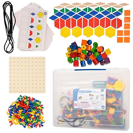 edxeducation Early Math101 To Go | Ages 4-5 | Geometry & Problem Solving Kit for Pre-Kindergarten | 25+ Guided Activities, Math Manipulatives