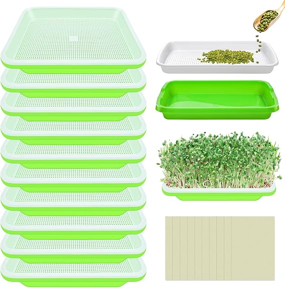 Legigo 10 Pack Seed Sprouter Trays, Microgreens Growing Trays Kit