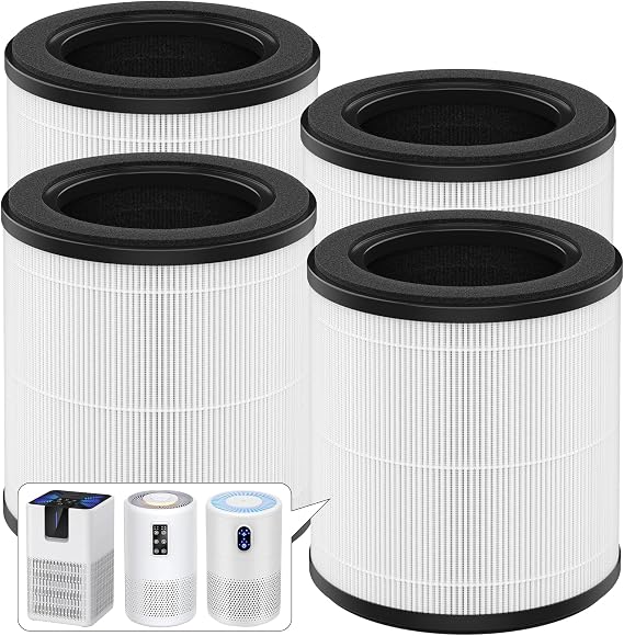 4 Sets B-D02L B-D02U M05 Replacement Filters Compatible with MOOKA B-D02L & M05, KOIOS B-D02L and VEWIOR B-D02U Air Cleaner Purifiers
