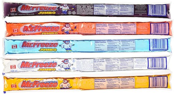 Mr. Freeze Jumbo Ice Pops Freezies 150 Mililiters/5 Ounces - 70 Pack No HFCS Imported from Canada