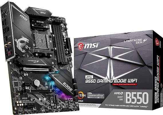 MSI MPG B550 Gaming Edge WiFi Gaming Motherboard (AMD AM4, DDR4, PCIe 4.0, SATA 6Gb/s, M.2, USB 3.2 Gen 2, AX Wi-Fi 6, HDMI/DP, ATX, AMD Ryzen 5000 Series Processors)