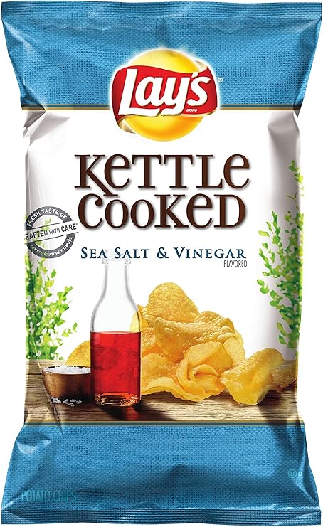Lay's Kettle Cooked Salt & Vinegar Flavored Potato Chips - 8oz Parallel Import