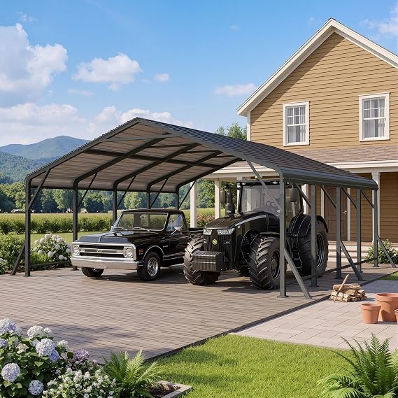 Wisteria Lane 20'x20' Metal Carport, Heavy Duty Carport for Outdoor