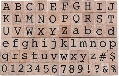 Recollections Block Alphabet & Numbers Wood Stamp Set - Uppercase and Lowercase Letters for Scrapbooking, Cardmaking, Projects, and Arts & Crafts - 1 Pack