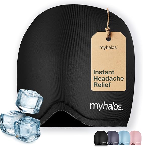 MyHalos Migraine & Headache Relief Cap, 30% More Gel, Hot & Cold Ice Wrap