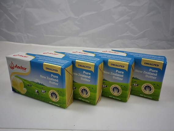 Anchor Butter New Zealand, Unsalted. Pack of 4