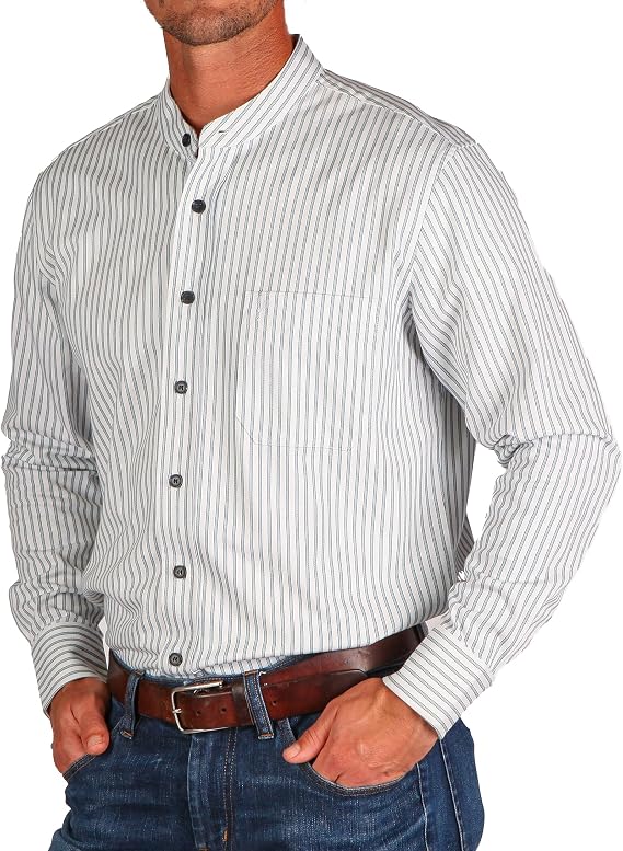 The Celtic Ranch Irish Grandfather Collarless Shirt for Men, 100% Cotton | Premium banded collar button-up dress shirt with all-season comfort, timeless craftsmanship and work-to-weekend style.