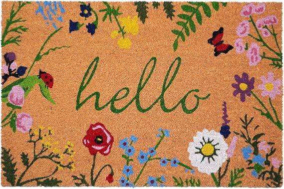 Calloway Mills AZ105992436 Floral Hello Doormat, Front Door Outdoor Floor Mat, 24'' x 36'', Multicolor