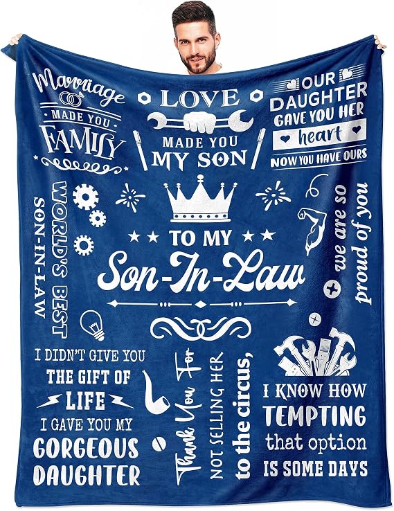 Son in Law Gifts, Gifts for Son in Law, Son in Law's Birthday Gift from Mother/Father in Law, Best Gift Ideas for Sons in Laws Throw Blanket 60"x50"