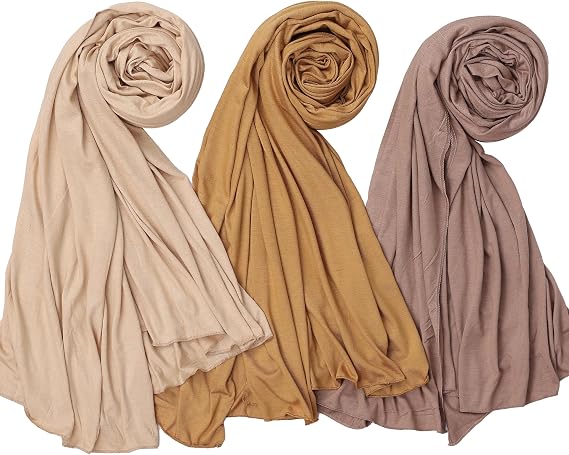 NOOR Jersey Hijab for Women, 3 Pack Gift Set, Opaque Stretch Head Scarf