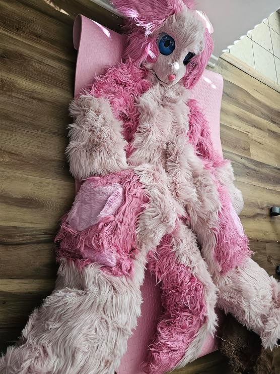 Kemono Pink Rose Wolf Dog Digitigrade Prop Fursuit Kigurumi Furry Fursona Costume Furries, Medium, Orange