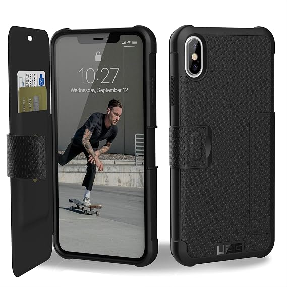 URBAN ARMOR GEAR UAG iPhone Xs Max [6.5-inch Screen] Metropolis Feather-Light Rugged Folio [Black] Military Drop Tested iPhone Card Case