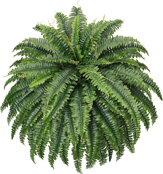 Fake Ferns, 50IN Single Realistic Large Faux Plants with 96 Fronds, Artificial Boston Ferns for Outdoors Home DIY Plant Wall Garden Porch Entrance Decor
