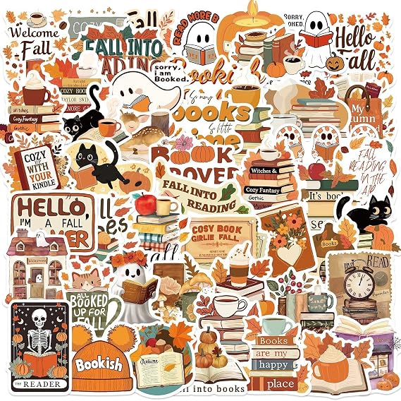 50Pcs Book Stickers for Kindle,Bookish Stickers Decals,Vinyl Waterproof Stickers for Laptop Water Bottle,Book Lovers Gifts
