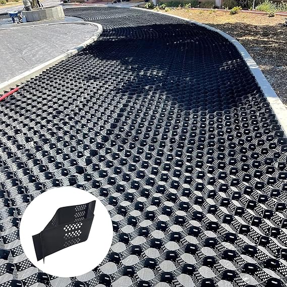 2"Inch Geogrid Driveway, 3ft/ 6ft/ 10ft/ 16ft/ 20ft/ 26ft/ 30ft Geocell Grid, Geo Grid Gravel Stabilizer for Driveway Light Truck Parking Lots, Soil Ground Mud Control Grids with Drain Hole, Easy to C