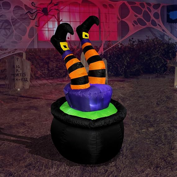 4 FT Tall Halloween Inflatable Three Pumpkins LED Lights Decor | Outdoor Indoor, Blow Up Lighted, Yard Decor, Lawn Inflatables