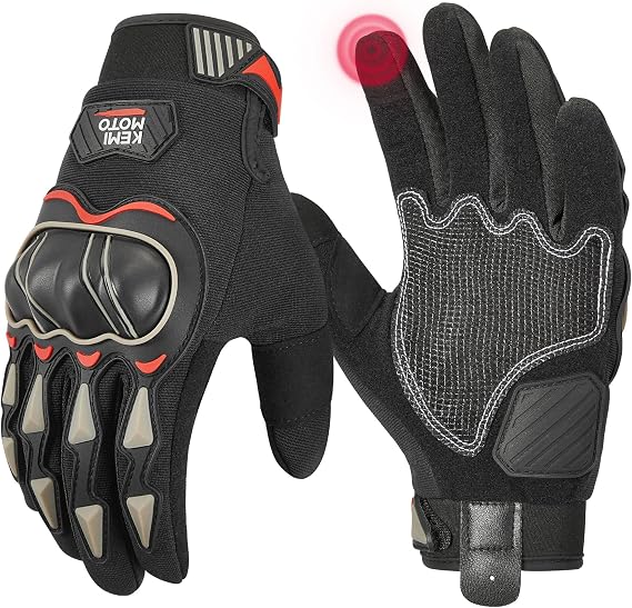 KEMIMOTO KM402 Motorcycle Gloves, Summer, Mesh, Breathable, Lightweight, Smartphone Compatible, Summer Gloves, Motorcycle Gloves, Anti-slip, Shockproof, Protection, Spring, Summer, Autumn