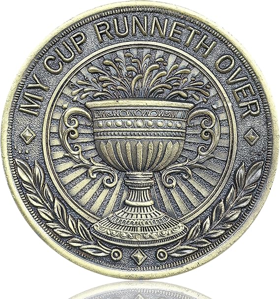 My Cup Runneth Over Christian Challenge Coin Bible Verses Pocket Token
