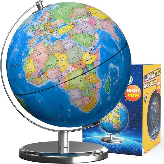 Waldauge 9 Inch Illuminated World Globe, LED Constellation