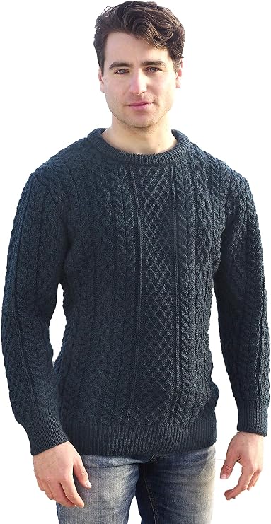 Aran Crafts Irish Men's Cable Knit Wool Sweater (C5081)