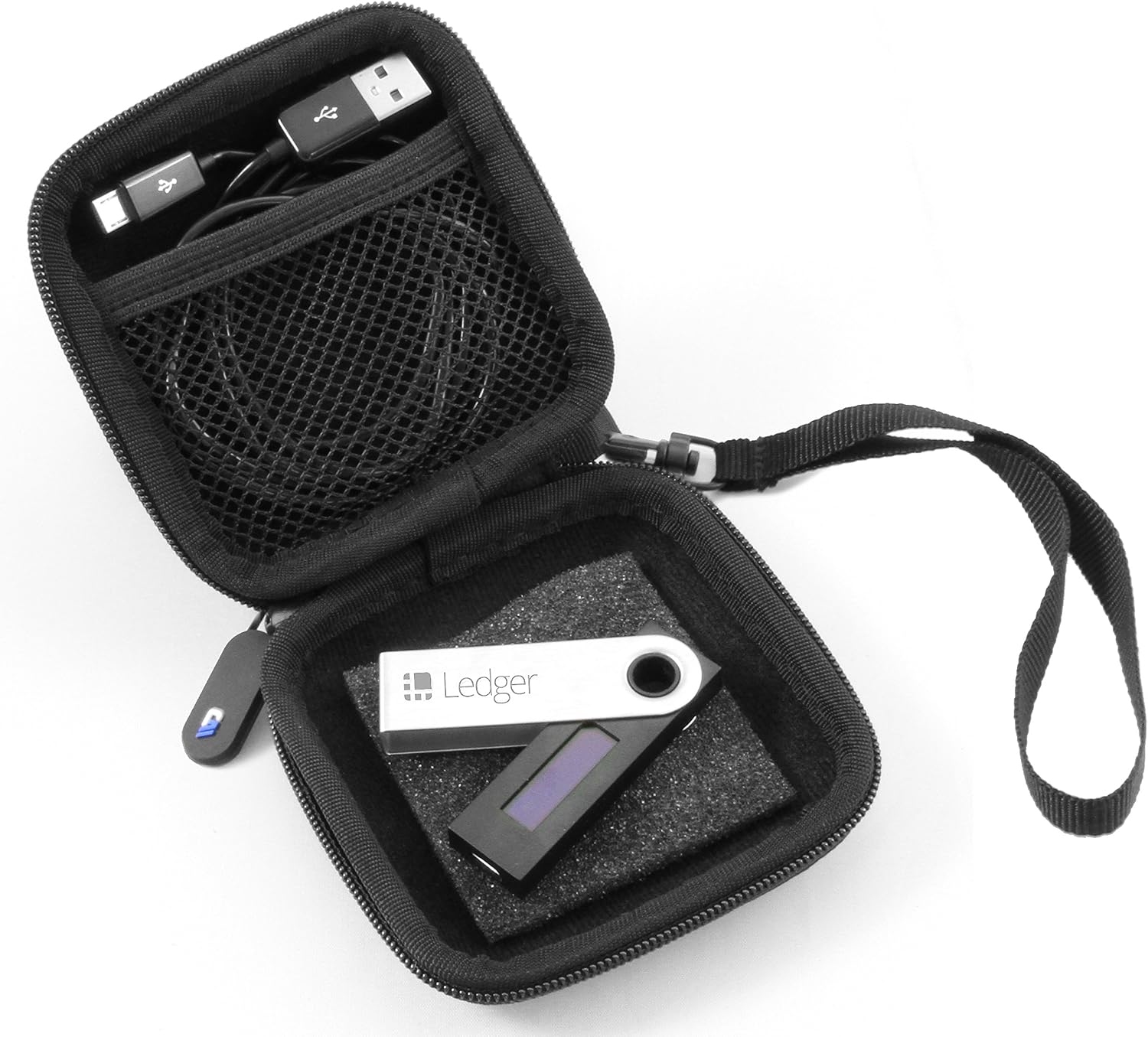CASEMATIX Crypto Hardware Wallet Case for Bitcoin – Compatible with Ledger Nano X, Nano S & Trezor Model T, Rugged Padded Protective Carry Case for BTC Wallet Accessories